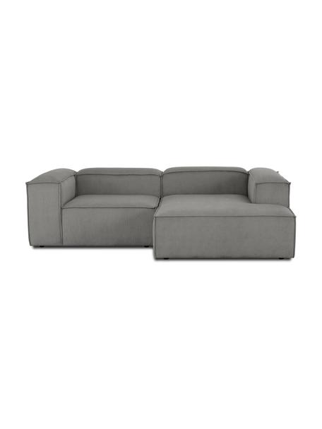 Canapé d'angle modulable velours côtelé gris Lennon, Velours côtelé gris, larg. 238 x prof. 180 cm, méridienne à droite