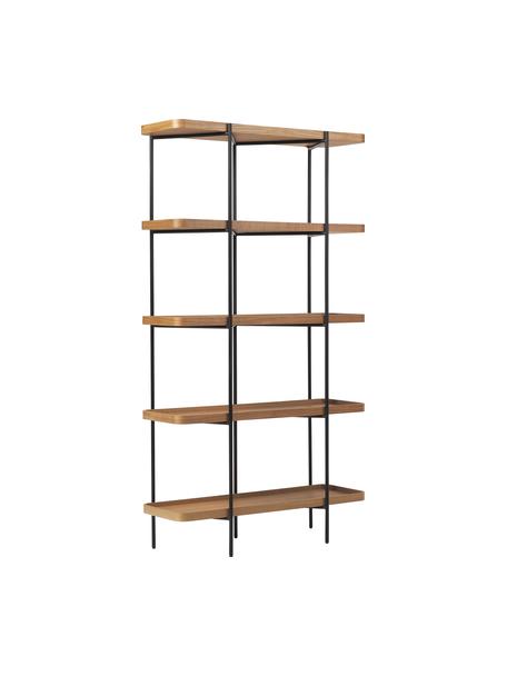 Regał z drewna z metalowym stelażem Renee, Stelaż: metal malowany proszkowo, Drewno jesionowe, S 100 x W 180 cm