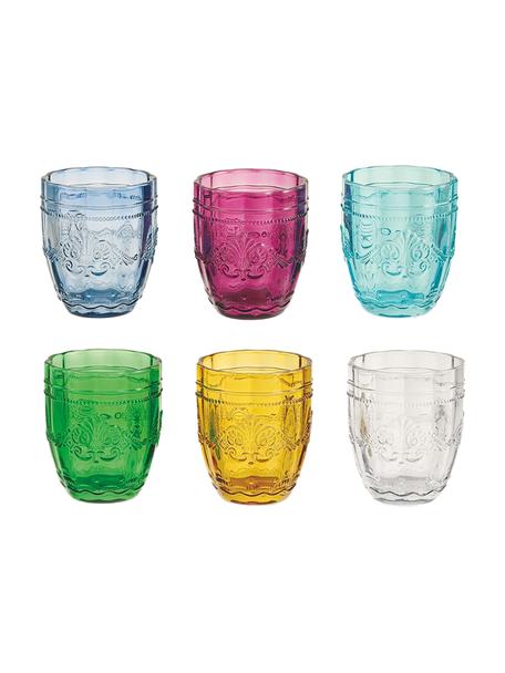 Set 6 bicchieri acqua con motivo in rilievo Syrah, Vetro, Multicolore, Ø 8 x Alt. 10 cm, 235 ml