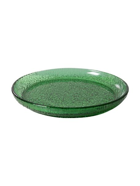Groene glazen ontbijtborden The Emeralds Set van 2, Glas, Groen, Ø 21