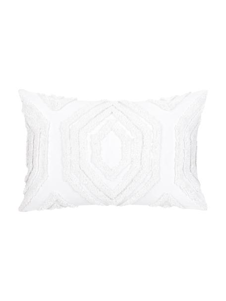 Kussenhoes Faye in wit met getuft patroon, Weeftechniek: panama, Wit, 40 x 60 cm
