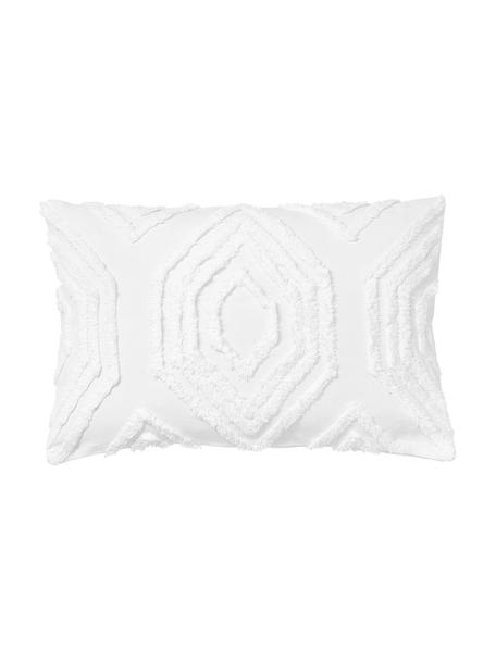Baumwollperkal-Kissenbezug Faith mit getufteter Verzierung, Webart: Panama, Weiß, B 40 x L 60 cm