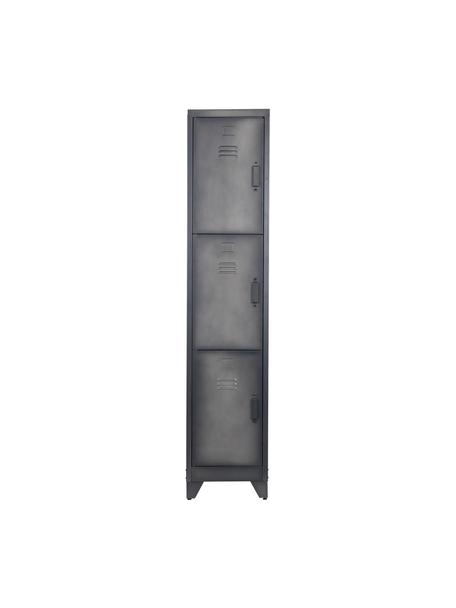 Metalen locker Cas met 3 deuren, Gecoat metaal, Donkergrijs, B 38 x H 180 cm