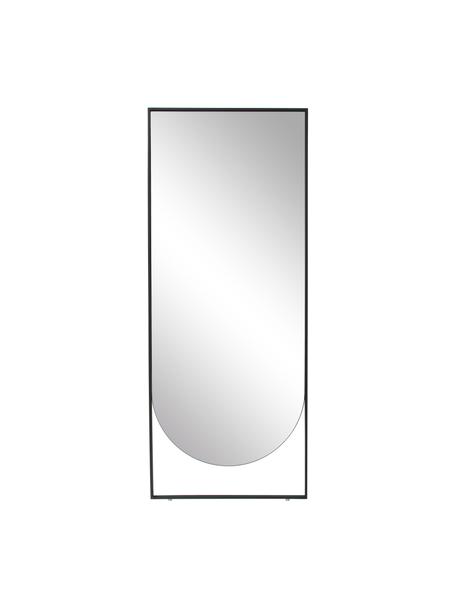 Rechthoekige leunende spiegel Masha met zwarte metalen lijst, Lijst: gepoedercoat metaal, Zwart, B 65 x H 160 cm
