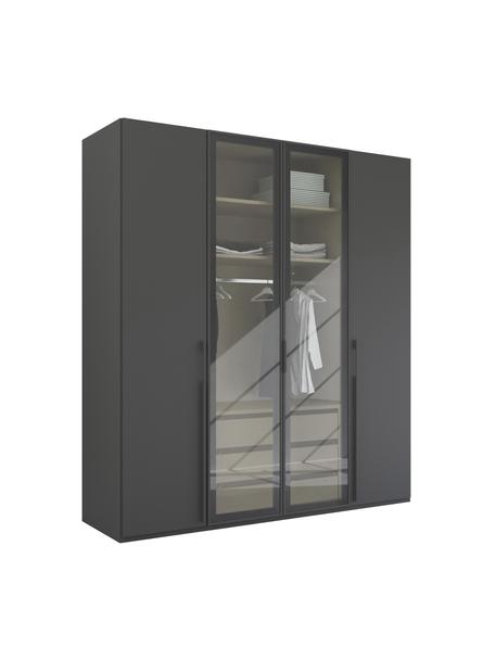 Drehtürenschrank Skat Shine mit beleuchteten Glastüren, Griffe: Metall, beschichtet, Anthrazit, B 201 x H 223 cm