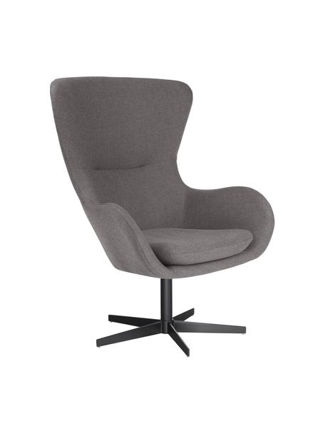 Draaibare fauteuil Wing, Bekleding: 93% polyester, 5% katoen,, Poten: gepoedercoat metaal, Geweven stof antraciet, B 76 x D 77 cm
