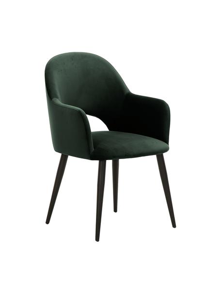 Sametová židle s područkami Rachel, Tmavě zelená, Š 56 cm, H 70 cm
