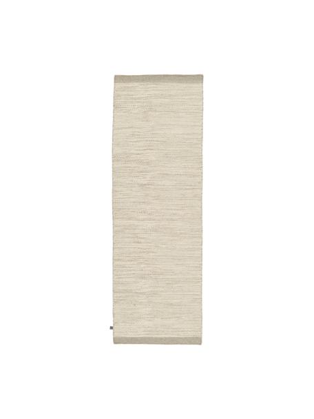 Handgeweven wollen loper Asko, gevlekt, Onderzijde: katoen Bij wollen vloerkl, Beige, B 80 x L 250 cm