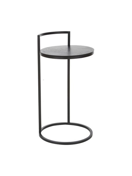 Table d'appoint ronde Circle, Plateau : noir avec finition antiquaire Structure : noir, mat, Ø 36 x haut. 66 cm