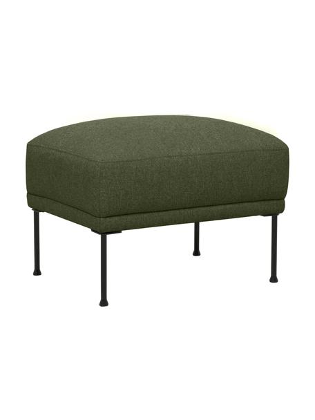 Poggiapiedi da divano in velluto con piedini in metallo Fluente, Rivestimento: 100% poliestere Con 40.00, Struttura: legno di pino massiccio, Piedini: metallo verniciato a polv, Tessuto verde scuro, Larg. 62 x Alt. 46 cm