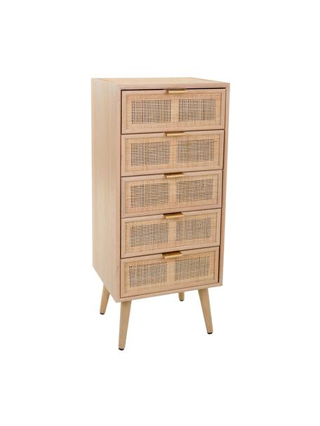 Cómoda de madera Cayetana, Estructura: tablero de fibras de dens, Patas: madera de bambú pintada, Madera clara, An 42 x Al 101 cm