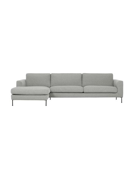 Sofa narożna z metalowymi nogami Cucita (4-osobowa), Tapicerka: tkanina (poliester) Dzięk, Nogi: metal lakierowany, Szary, S 302 x G 163 cm