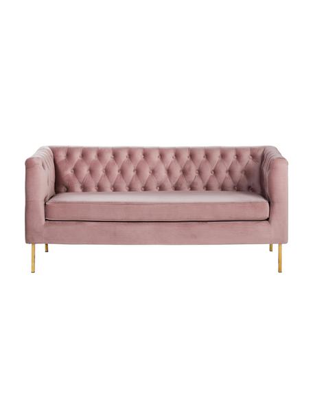 Chesterfield-Samt-Sofa Chiara (2-Sitzer), Bezug: Samt (Polyester) Der hoch, Gestell: Massives Birkenholz, Füße: Metall, galvanisiert, Samt Altrosa, B 170 x T 72 cm
