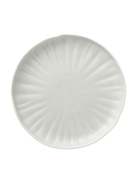 Platos postre de porcelana con relieves Sali, 4 uds., Porcelana, Gris claro, Ø 22 x Al 3 cm