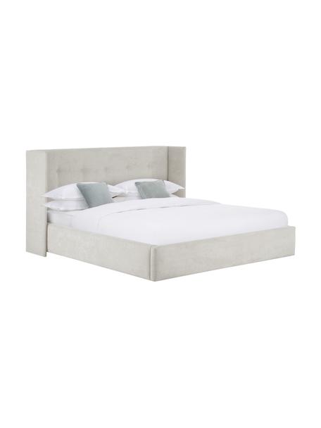 Gestoffeerd bed Star, Frame: massief grenenhout en pla, Bekleding: polyester (gestructureerd, Geweven stof beige, B 200 x L 200 cm