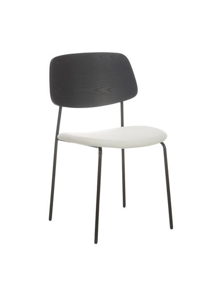 Dřevěné židle s čalouněným sedákem Nadja, 2 ks, Krémově bílá, dřevo, lakováno černou barvou, Š 51 cm, H 52 cm