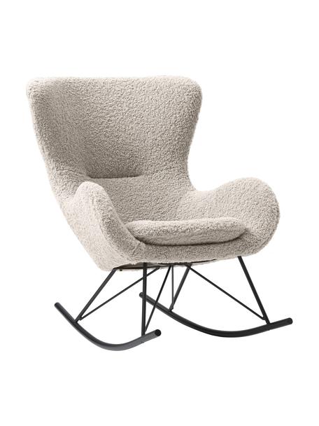 Plyšová hojdacia stolička s kovovými nohami Wing, Sivá, čierna, Š 77 x V 109 cm