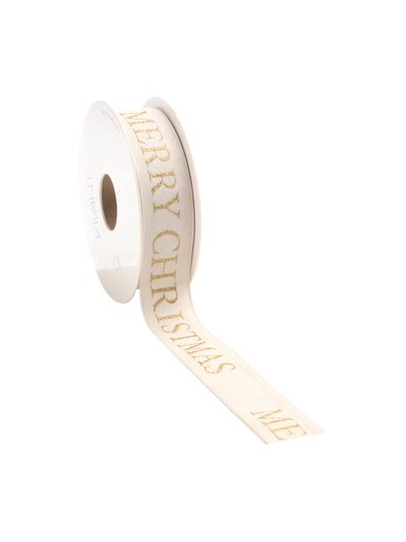 Nastro regalo Textire, Poliestere, Beige chiaro, dorato, Larg. 3 x Lung. 1500 cm