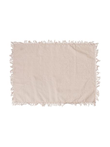 Manteles individuales de algodón con flecos Nalia, 2 uds., Algodón, Beige, An 50 x L 40 cm