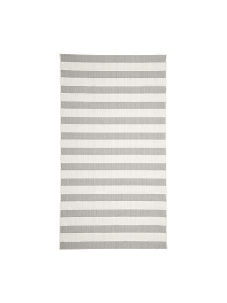 Gestreifter In- & Outdoor-Teppich Axa, 86 % Polypropylen, 14 % Polyester, Off White, Hellgrau, B 200 x L 290 cm (Größe L)