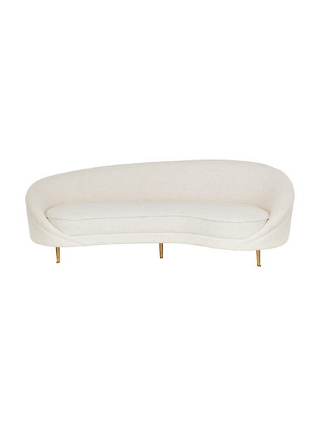 Divano 3 posti a fagiolo in bouclé Gatsby, Rivestimento: bouclé (70% poliestere, 2, Struttura: legno di eucalipto massic, Piedini: metallo zincato, Bouclé bianco crema, Larg. 245 x Prof. 102 cm