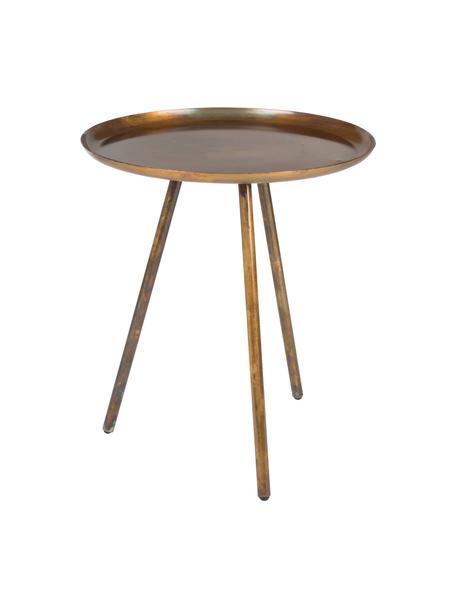 Table d'appoint en métal, ronde Frost, Couleur dorée, cuivre, finition antiquaire, Ø 39 x haut. 45 cm