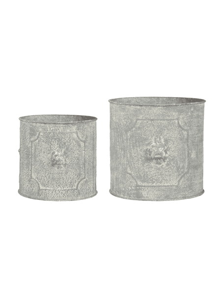 Set de macetas de metal Lowa, 2 pzas., Metal, Gris, Set de diferentes tamaños
