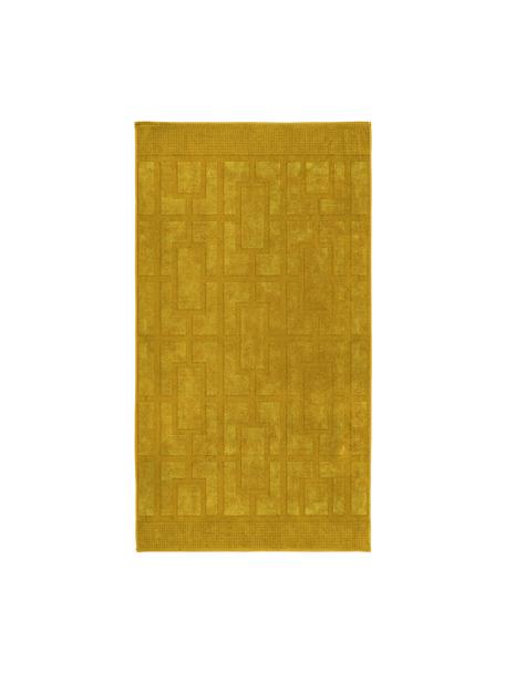 Strandtuch Como mit grafischem Muster, Rand: 100% Jacquard-Velours, Gelb, B 100 x L 180 cm