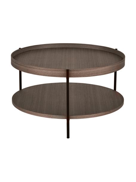 Tavolino da salotto in legno marrone scuro Renee, Ripiani: pannello di fibra a media, Struttura: metallo verniciato a polv, Legno di noce, Ø 69 x Alt. 39 cm