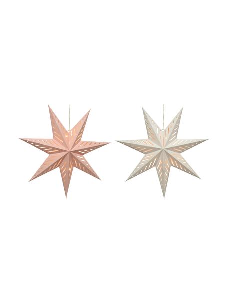 Estrellas luminosas LED Marita, 2 uds., a pilas, Papel, Blanco, rosa, Ø 60 x F 16 cm