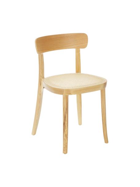 Krzesło z drewna naturalnego z plecionką wiedeńską Richie, 2 szt., Stelaż: lite drewno jesionowe, Rattan, drewno jesionowe lakierowane, S 45 x W 75 cm