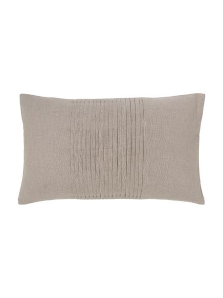 Funda de cojín de lino texturizada Dalia, 51% lino, 49% algodón, Gris pardo, An 30 x L 50 cm