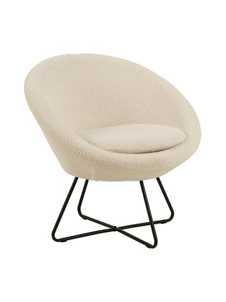 Poltroncina in teddy con gambe in metallo Center, Rivestimento: 100% poliestere (teddy), Struttura: metallo rivestito, Teddy beige, Larg. 82 x Prof. 71 cm