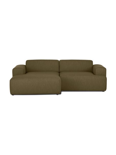 Ecksofa Melva (3-Sitzer), Bezug: 100% Polyester Der hochwe, Gestell: Massives Kiefernholz, FSC, Füße: Kunststoff, Webstoff Olivgrün, B 239 x T 143 cm, Eckteil links