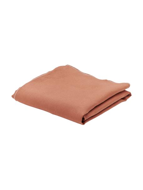 Mantel de lino con ribete Kennedy, 100% lino lavado con certificado European Flax, Terracota, An 140 x L 250 cm