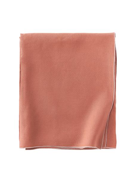 Mantel de lino con ribete Kennedy, 100% lino lavado con certificado European Flax, Rojo pastel, An 140 x L 250 cm