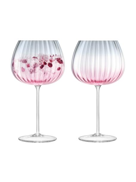 Verre à vin avec dégradé de couleurs Dusk, 2 élém., Verre, Rose, gris, Ø 10 x haut. 20 cm, 650 ml