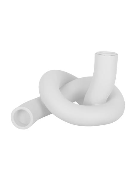 Kerzenhalter Knot aus Keramik in Weiß, Keramik, Weiß, matt, B 19 x H 10 cm