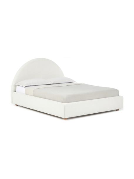 Letto imbottito in bouclé con contenitore Ebba, Rivestimento: bouclé (100% poliestere) , Piedini: legno di pino massiccio, Bouclé bianco crema, Larg. 140 x Lung. 200 cm