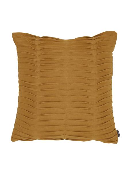 Bavlněný polštář s nařaseným povrchem Pleated, s výplní, 100 % bavlna, Hořčičná žlutá, Š 45 cm, D 45 cm