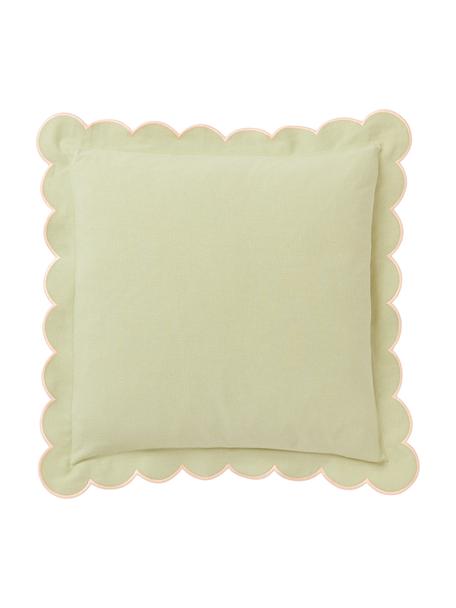 Baumwoll-Kissenhülle Atina mit gewelltem Stehsaum und Overlockkanten, 100 % Baumwolle

Das in diesem Produkt verwendete Material ist schadstoffgeprüft und zertifiziert nach STANDARD 100 by OEKO-TEX®, 4265CIT, CITEVE., Salbeigrün, B 45 x L 45 cm