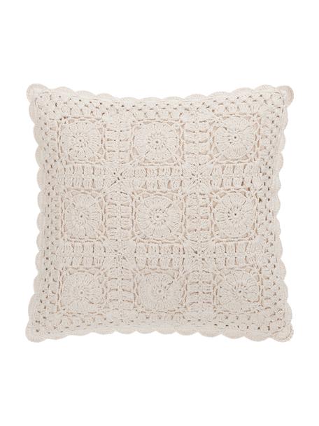 Szydełkowana poszewka na poduszkę z bawełny Brielle, 100% bawełna, Beżowy, S 45 x D 45 cm