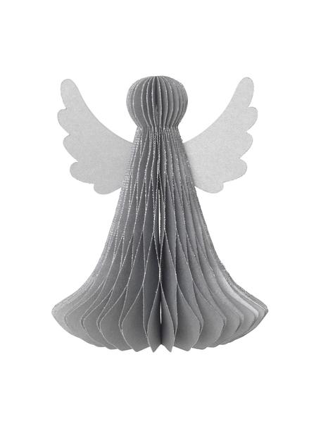 Plissee Engel Angel H 12 cm, 2 Stück, Papier, Silberfarben, Ø 10 x H 13 cm