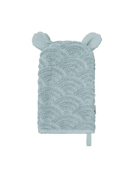 Waschlappen Wave aus Bio-Baumwolle, 100% Biobaumwolle, Blau, B 15 x L 22 cm