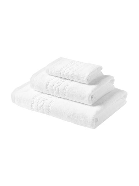 Set de toallas Cordelia, 3 uds., Blanco, Set de diferentes tamaños
