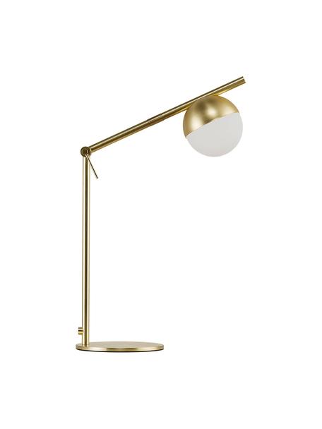 Tafellamp Contina met opaalglas, Lampenkap: opaalglas, Lampvoet: gecoat metaal, Wit, goudkleurig, B 15 x H 49 cm