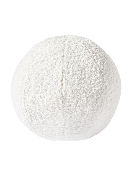 Pouf en tissu peluche César, Tissu peluche (100 % polyester), Blanc, Ø 51 x haut. 51 cm