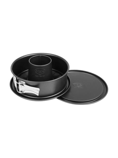Springvorm Mabel met platte en buisbodem, set van 3, Staal met antiaanbaklaag, Zwart, Ø 18 x H 7 cm