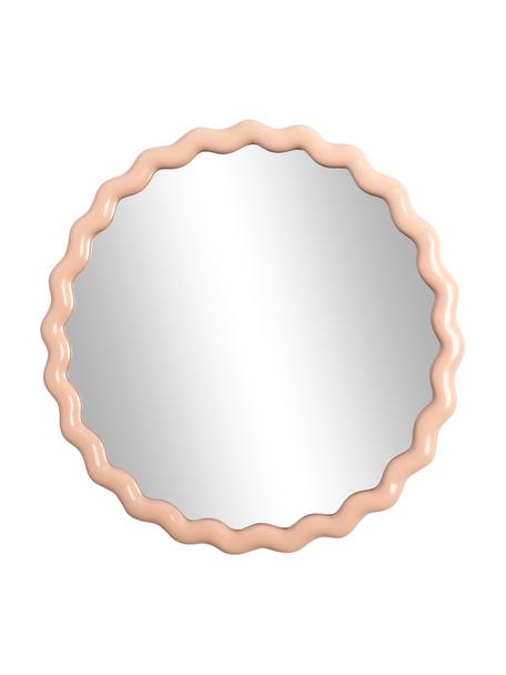 Specchio rotondo da parete beige Zigzag, Cornice: poliresina, Superficie dello specchio: lastra di vetro, Beige pastello, Ø 50 cm
