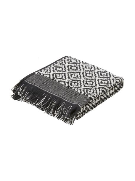 Handdoek Morocco in verschillende formaten, met ruitjesmotief, Zwart & wit, patroon, Handdoek, B 50 x L 90 cm, 2 stuks